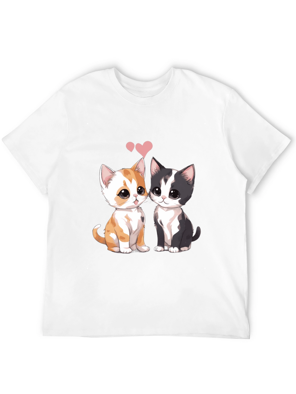Cute Cats Couple T-Shirt - Black