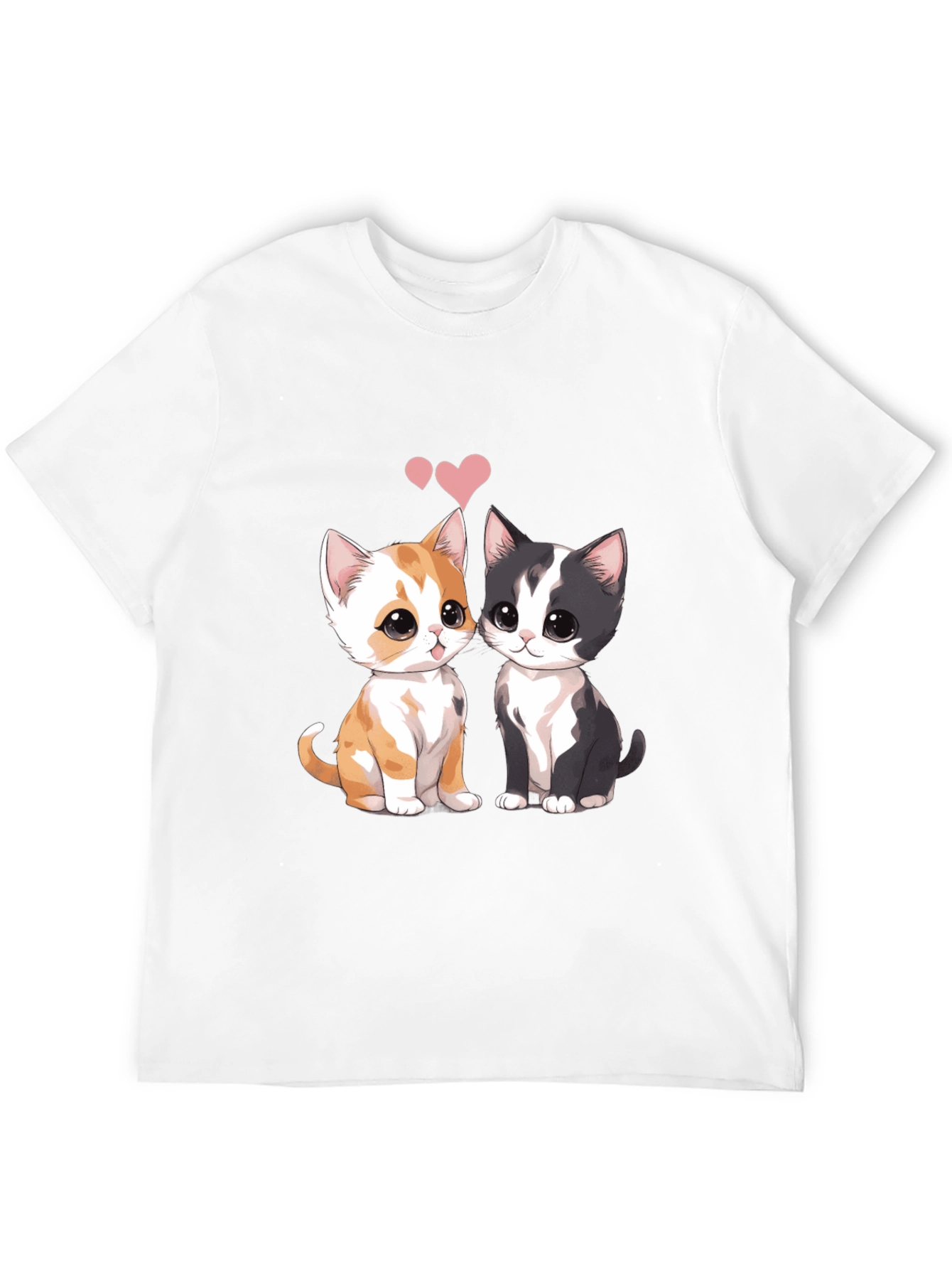 Cute Cats Couple T-Shirt - Black