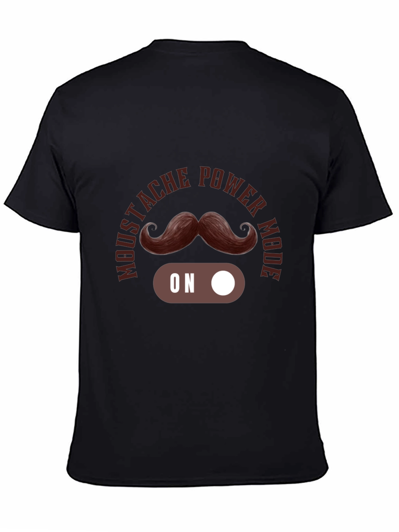 Mustache Power Mode On Black T-Shirt