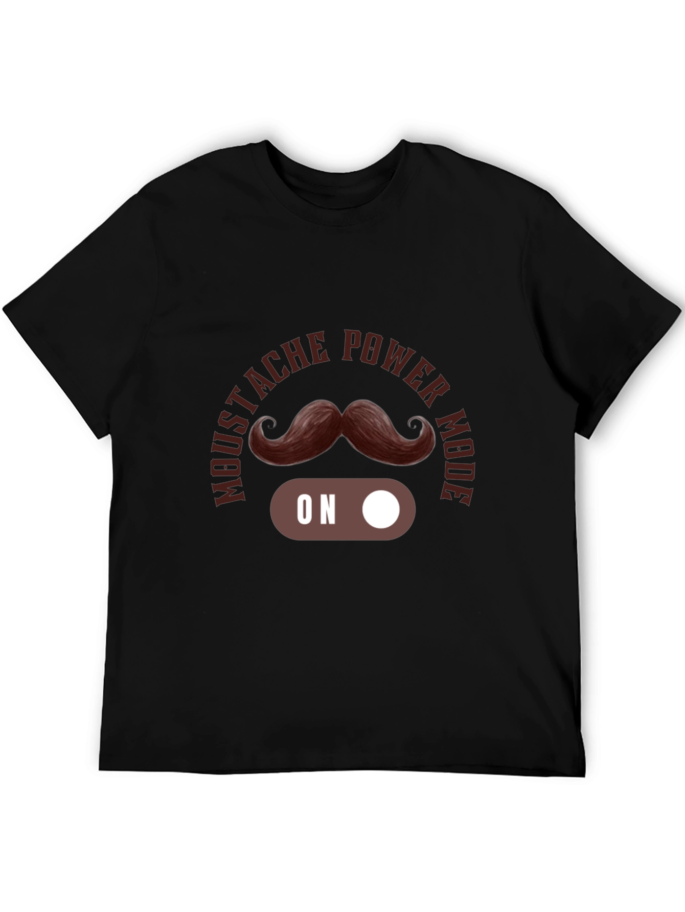 Mustache Power Mode On Black T-Shirt