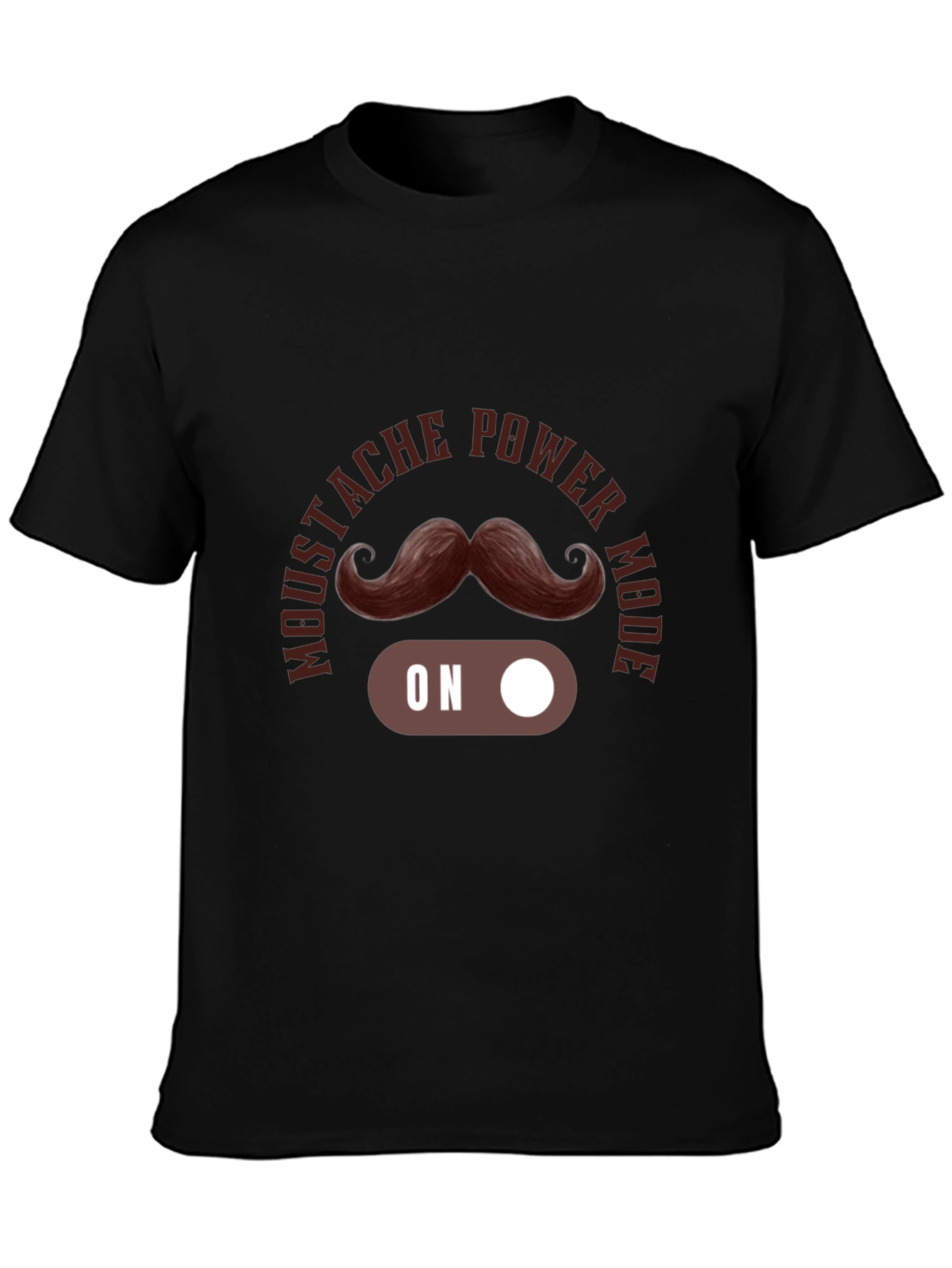 Mustache Power Mode On Black T-Shirt