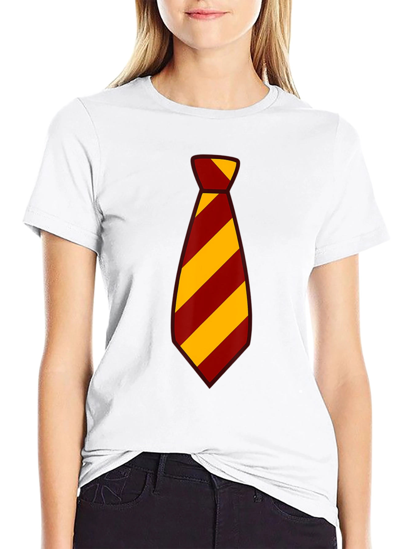 Striped Tie Graphic Tee - Casual Style