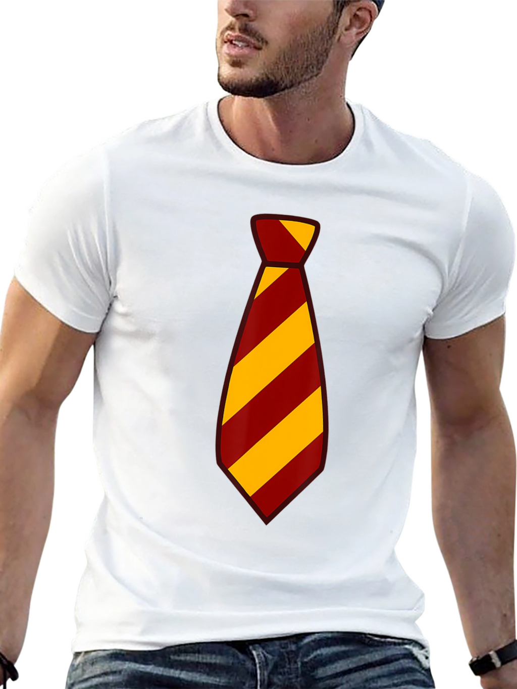 Striped Tie Graphic Tee - Casual Style