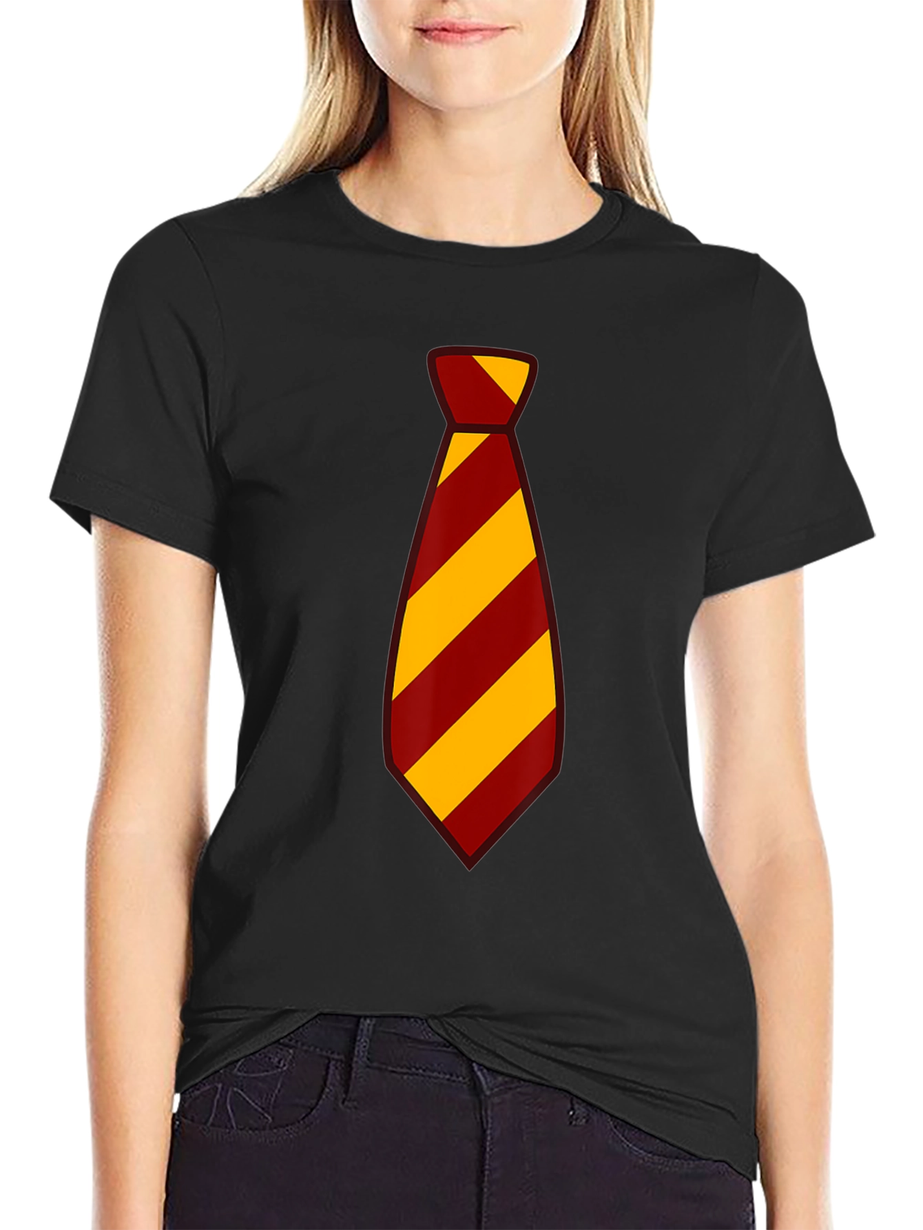 Striped Tie Graphic Tee - Casual Style