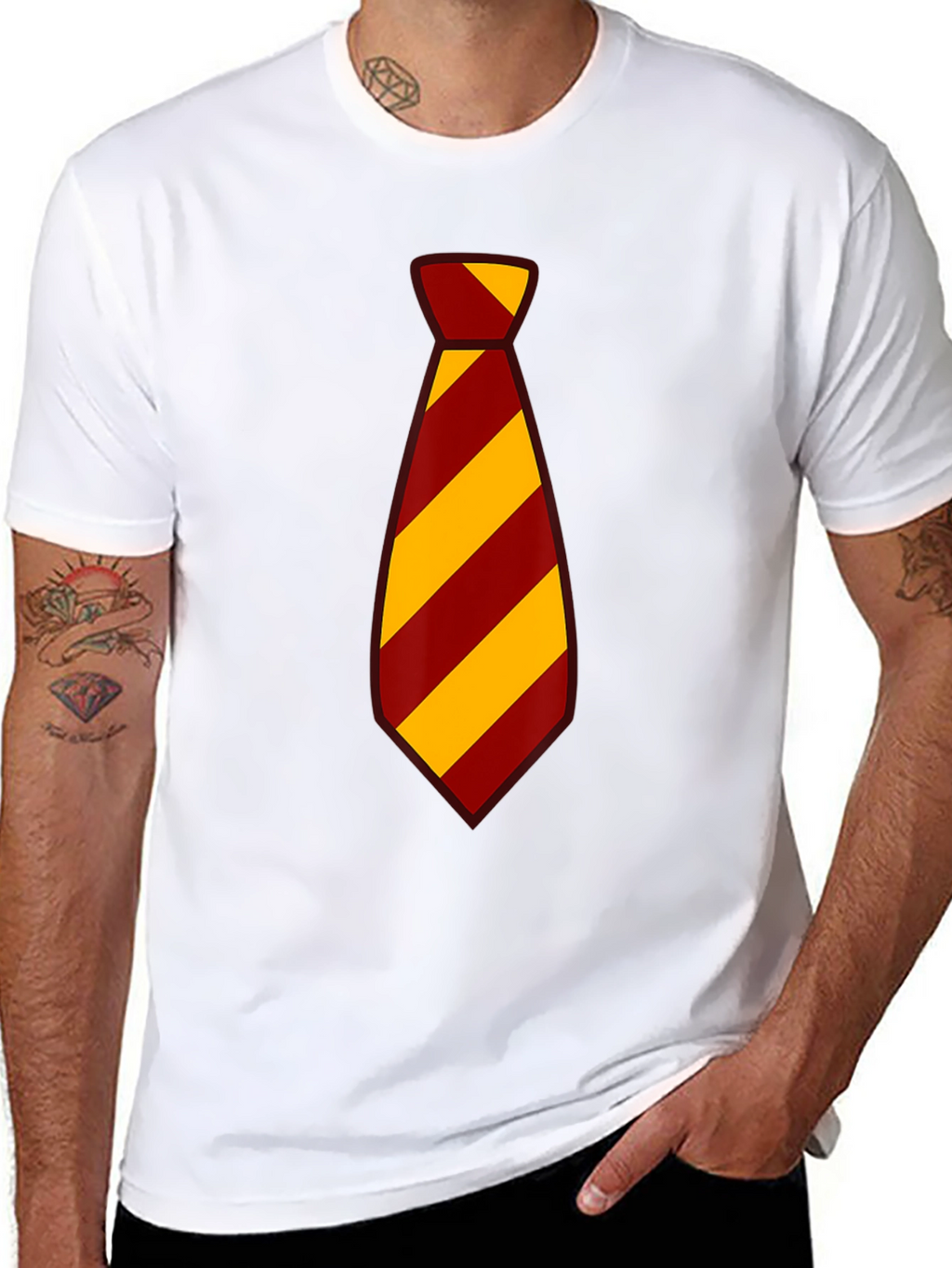 Striped Tie Graphic Tee - Casual Style