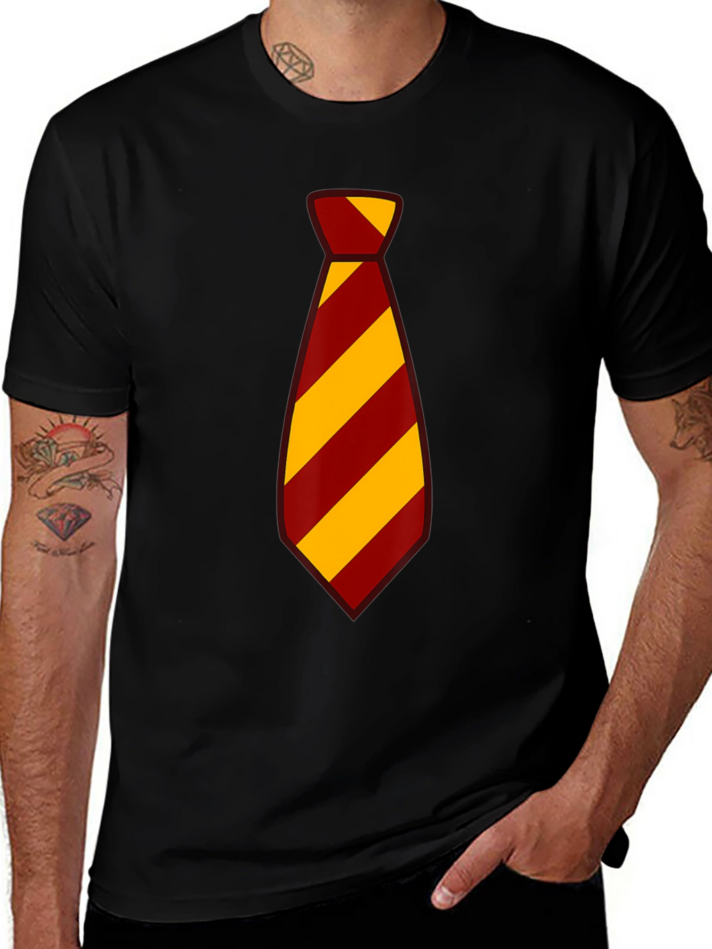 Striped Tie Graphic Tee - Casual Style
