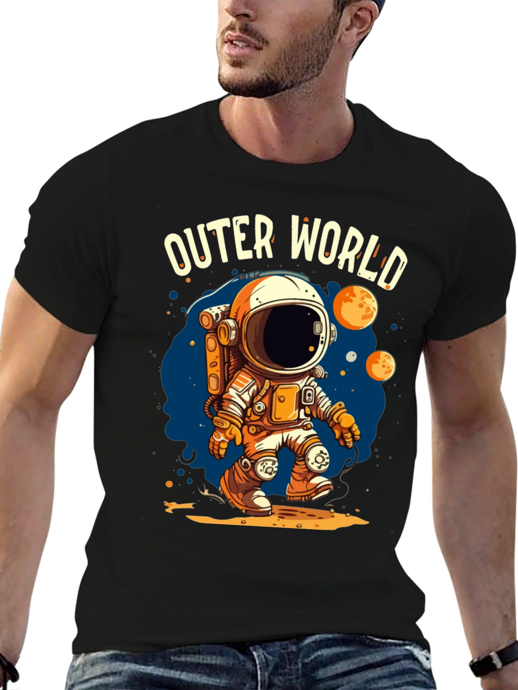 Outer World Space Graphic Tee - Black