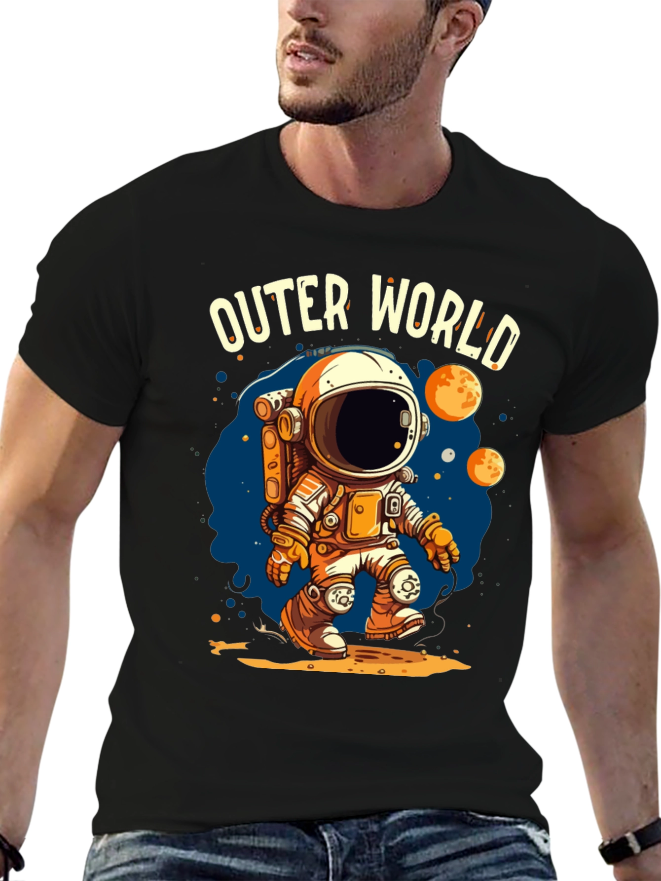 Outer World Space Graphic Tee - Black
