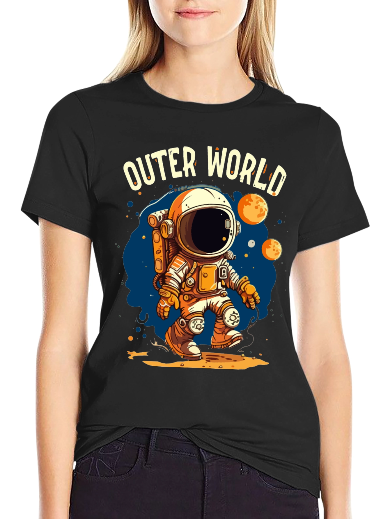 Outer World Space Graphic Tee - Black