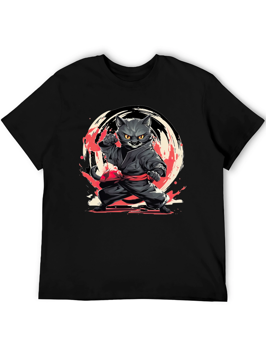 Ninja Cat T-Shirt - Black Cotton Tee