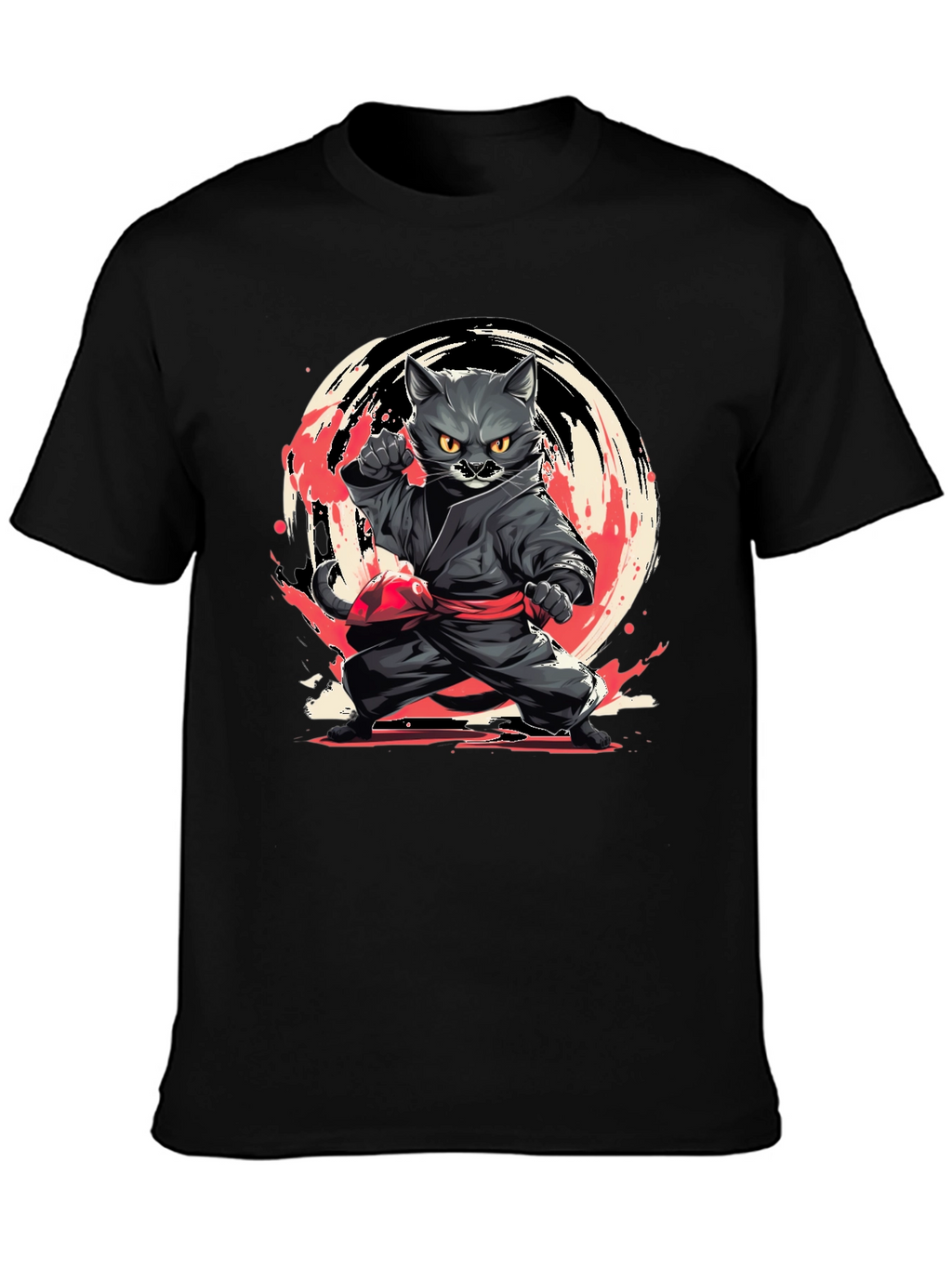 Ninja Cat T-Shirt - Black Cotton Tee
