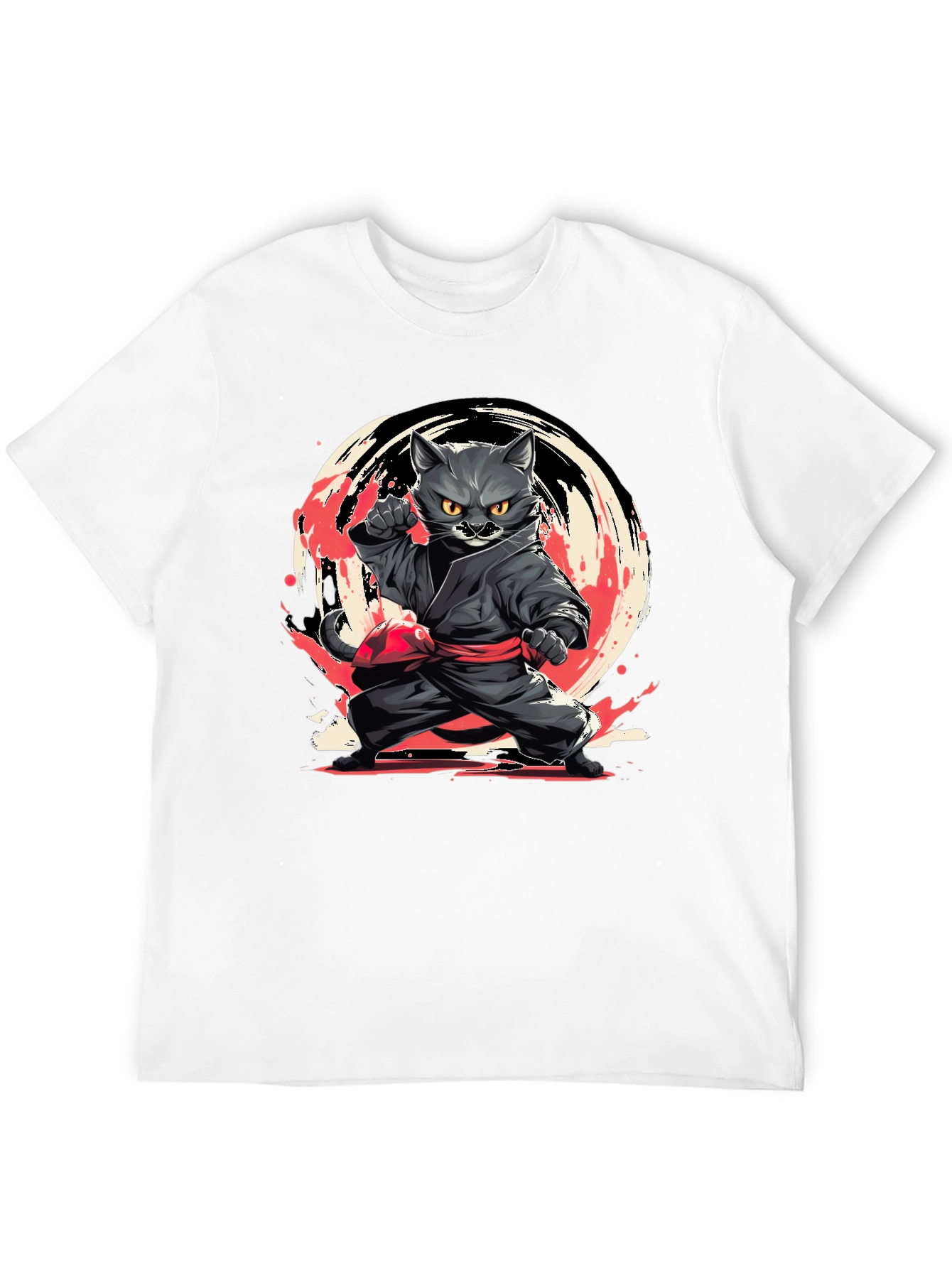 Ninja Cat T-Shirt - Black Cotton Tee
