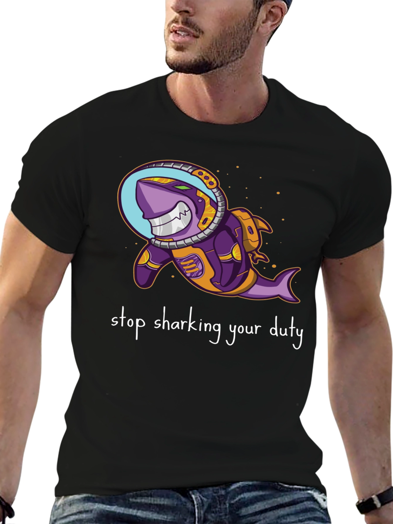 Astronaut Shark T-Shirt - Stop Sharking Your Duty