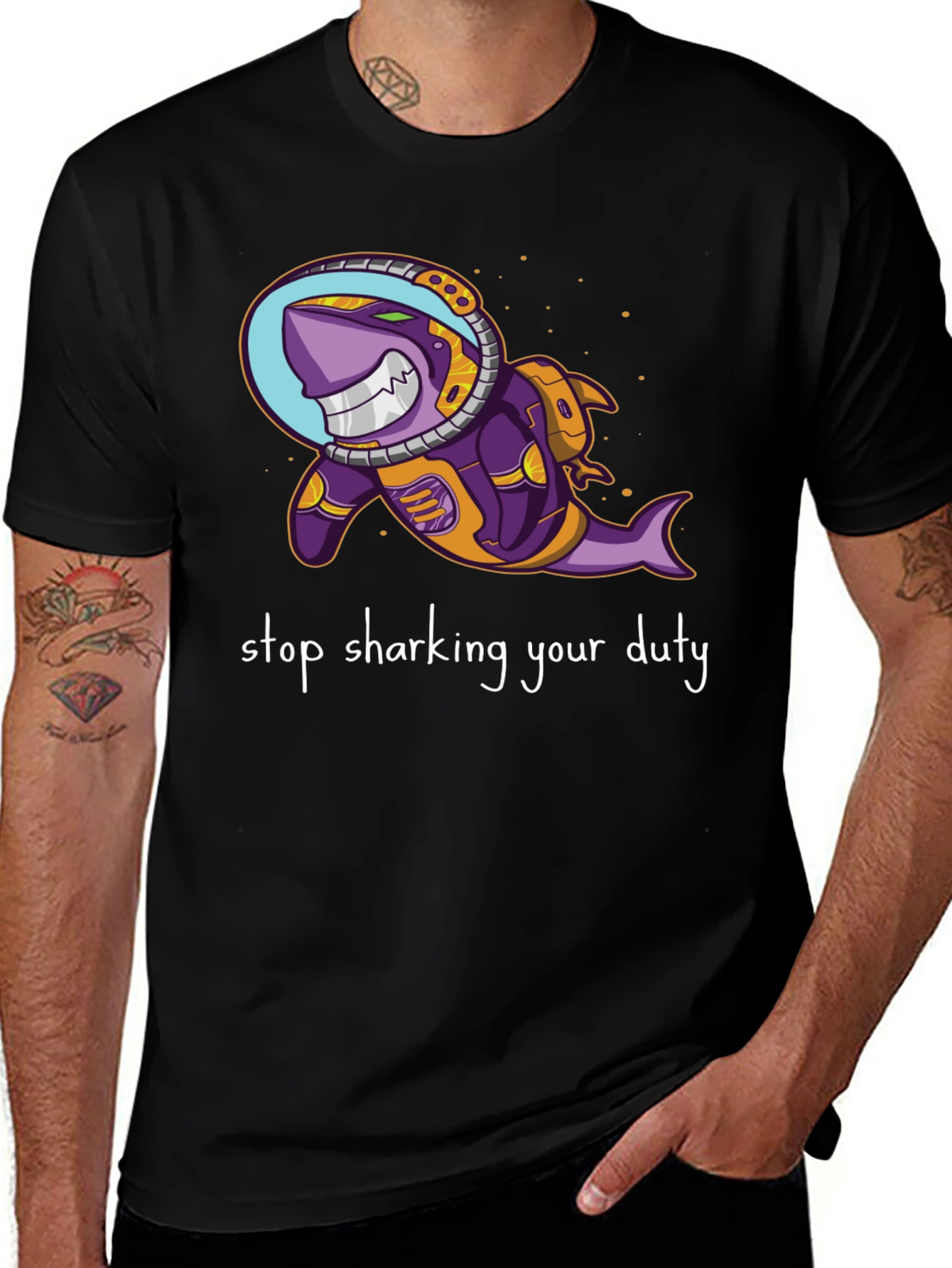 Astronaut Shark T-Shirt - Stop Sharking Your Duty