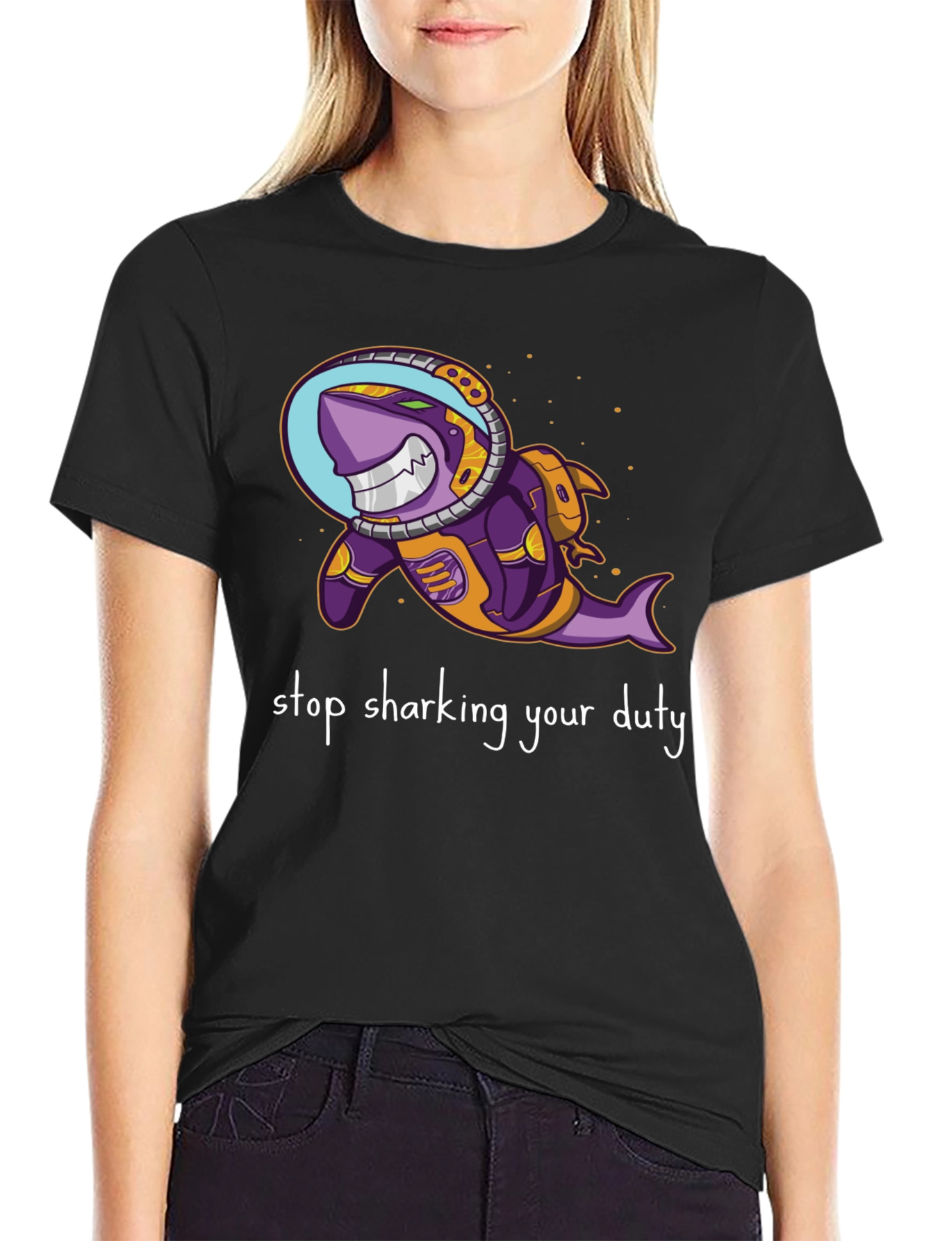 Astronaut Shark T-Shirt - Stop Sharking Your Duty