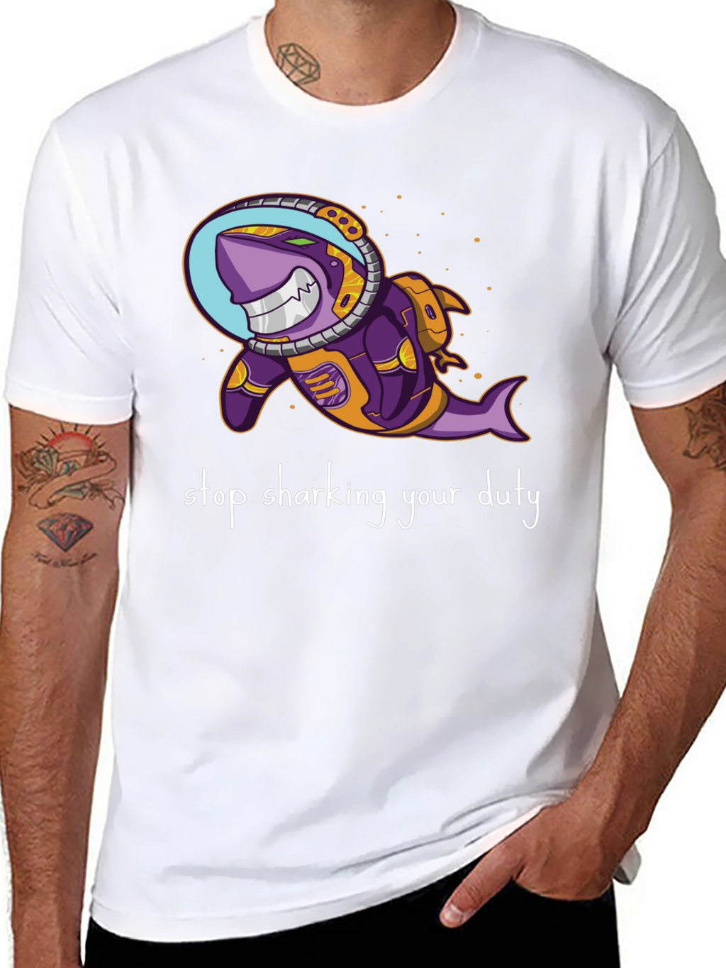 Astronaut Shark T-Shirt - Stop Sharking Your Duty