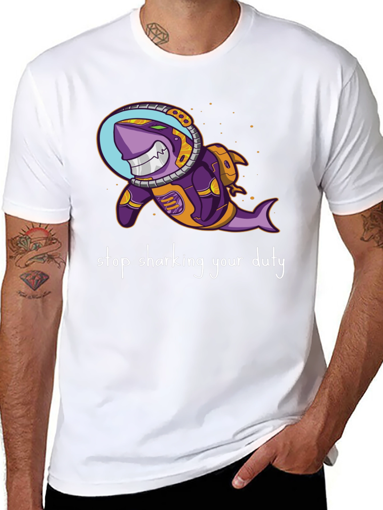 Astronaut Shark T-Shirt - Stop Sharking Your Duty