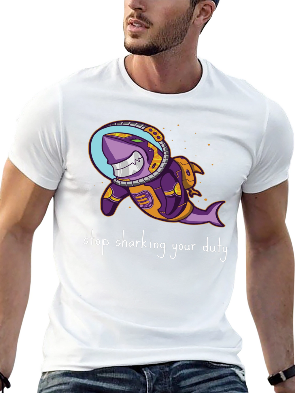 Astronaut Shark T-Shirt - Stop Sharking Your Duty