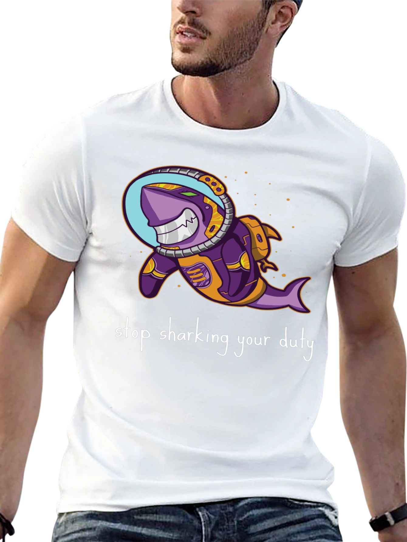 Astronaut Shark T-Shirt - Stop Sharking Your Duty