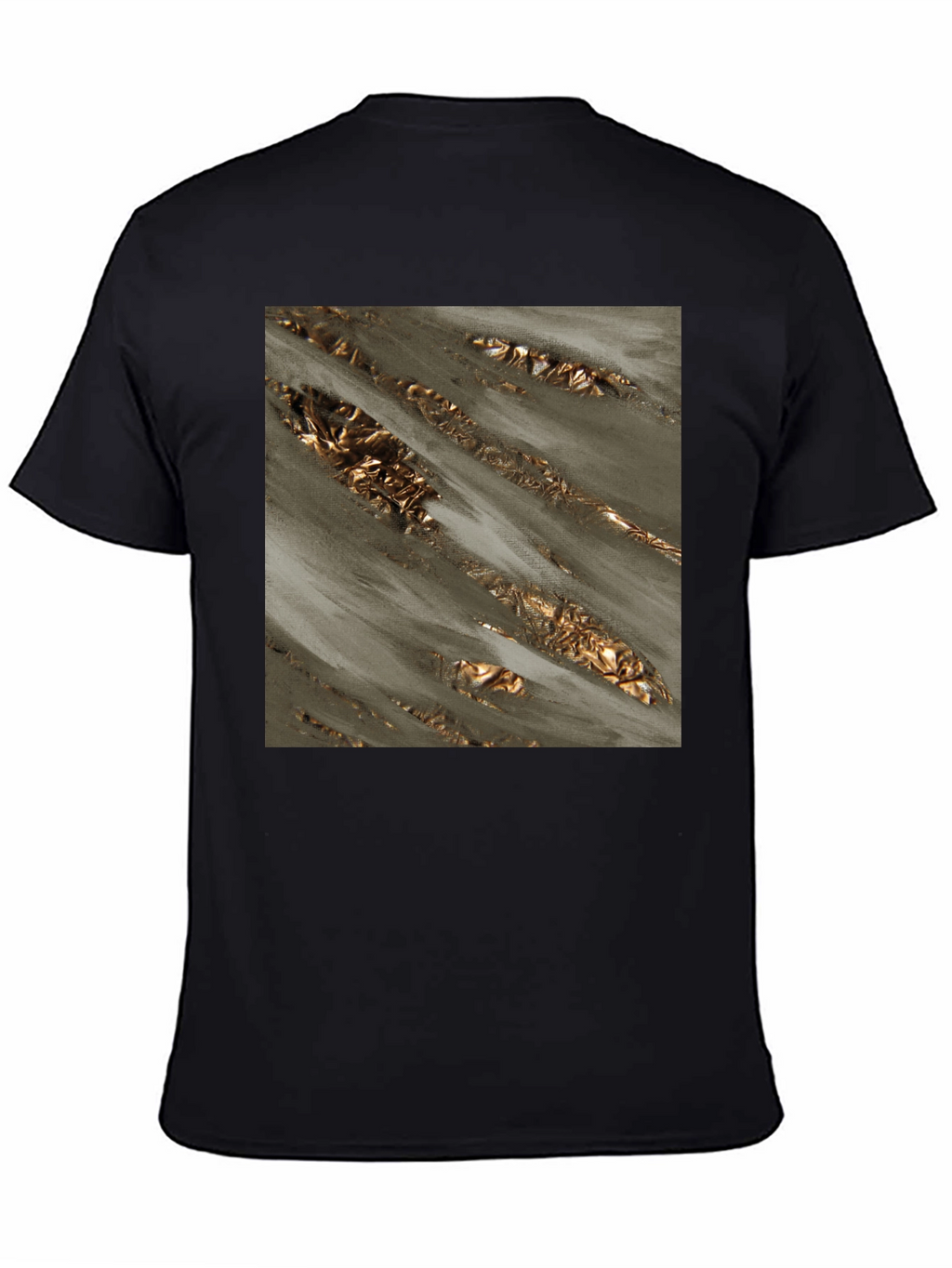Abstract Gold Foil Art Black T-Shirt