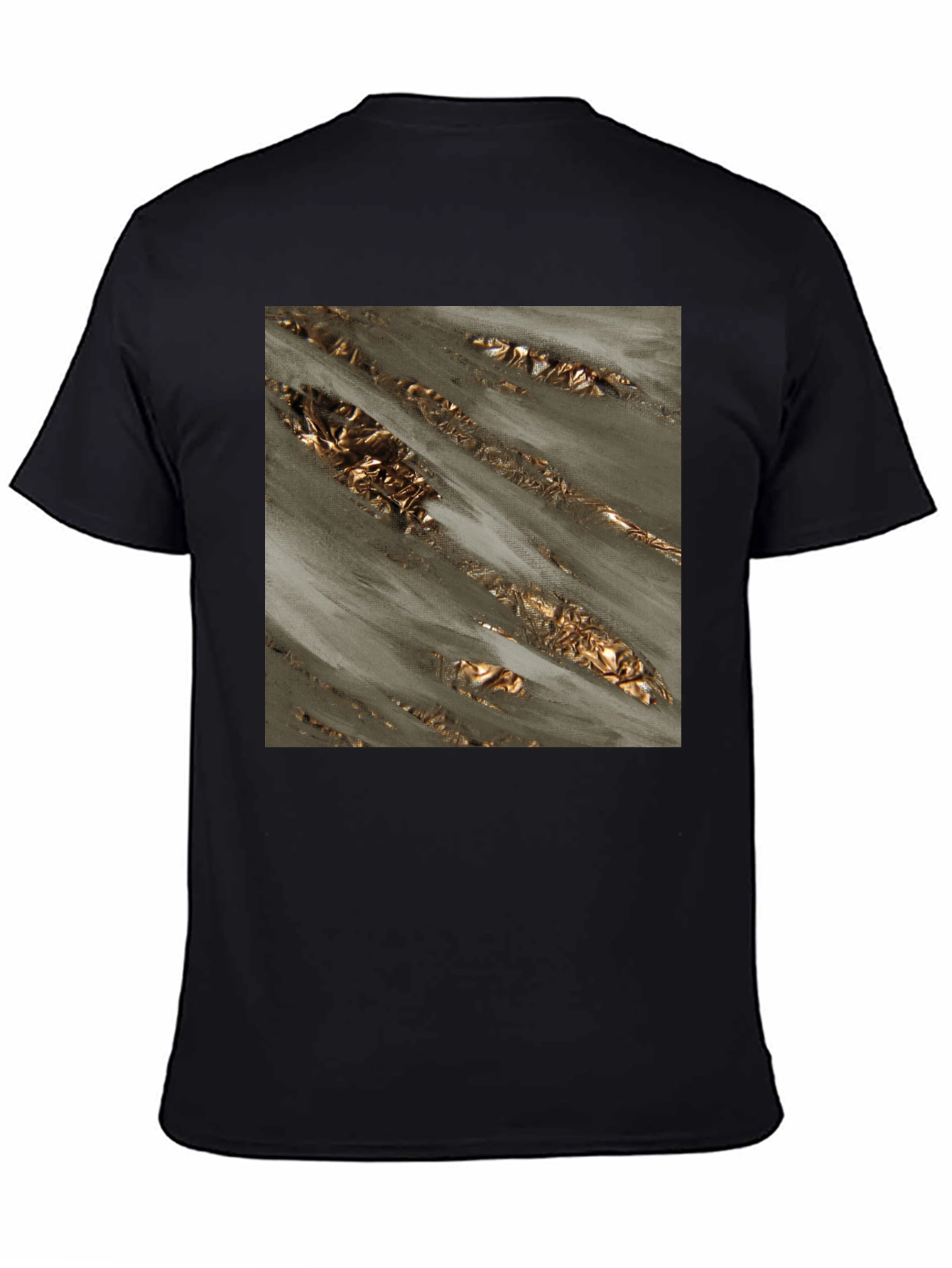 Abstract Gold Foil Art Black T-Shirt