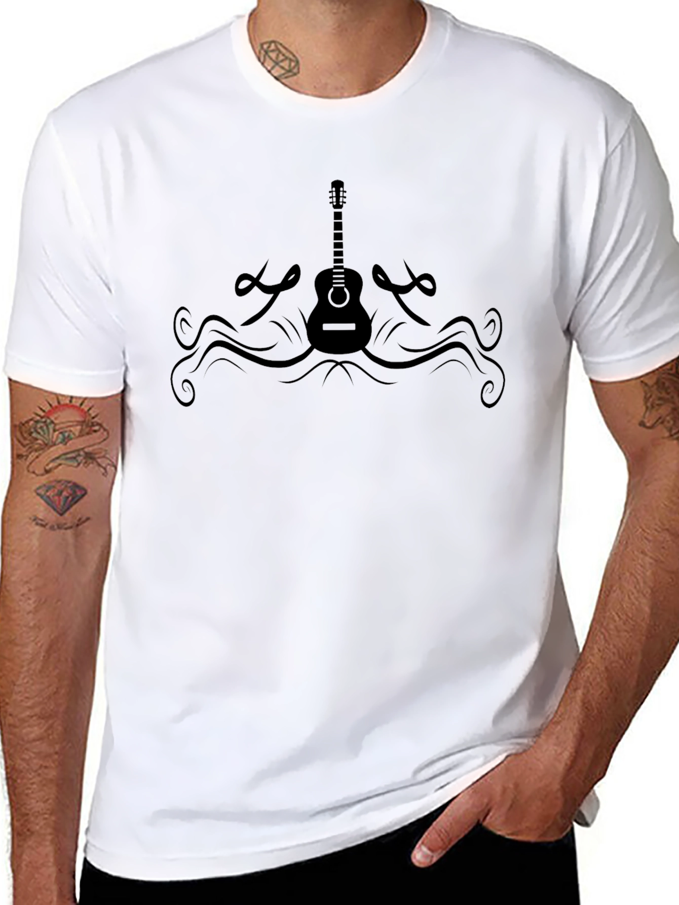 Guitar Graphic Tee - Black Cotton Comfort