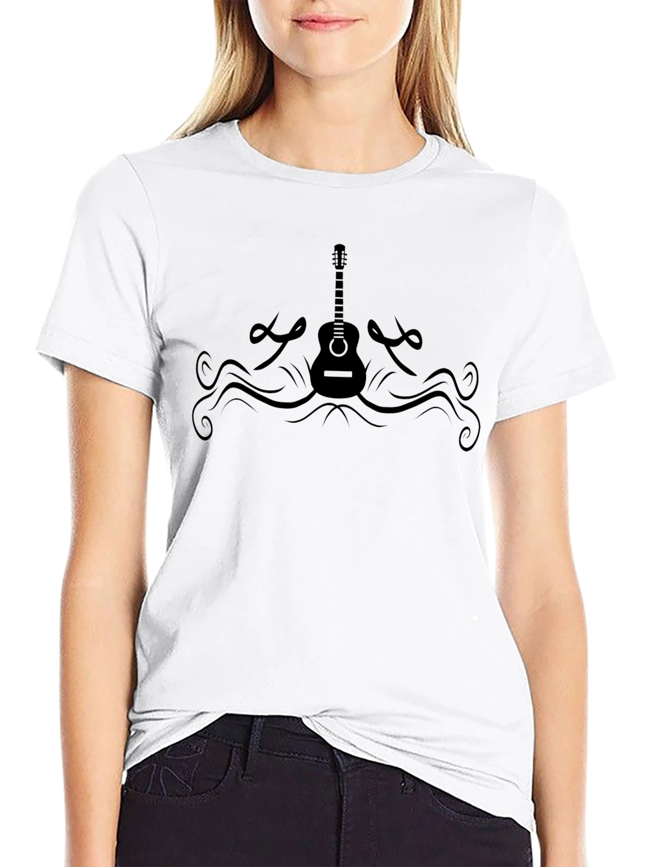 Guitar Graphic Tee - Black Cotton Comfort