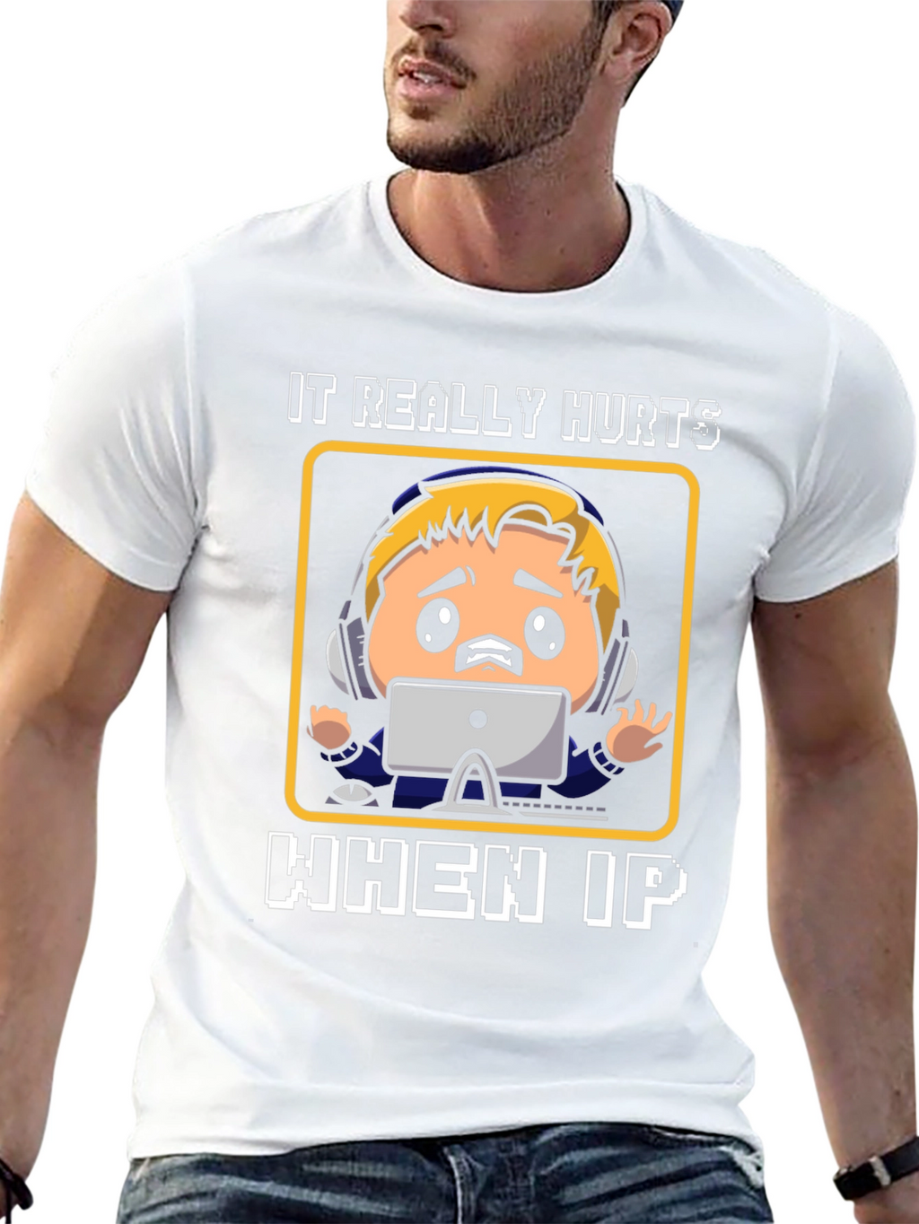 Gamer IP Hurts Black Cotton T-Shirt