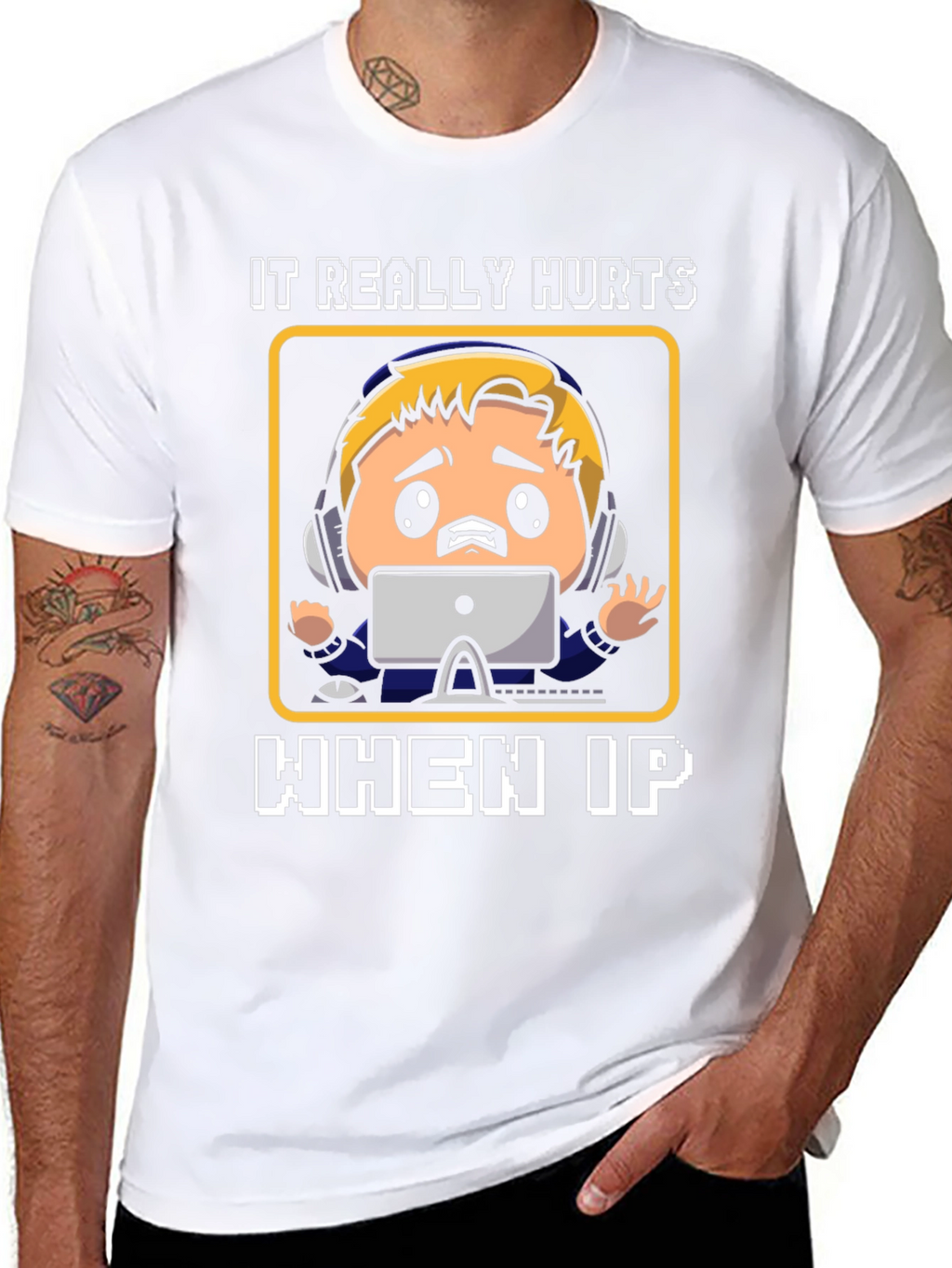 Gamer IP Hurts Black Cotton T-Shirt