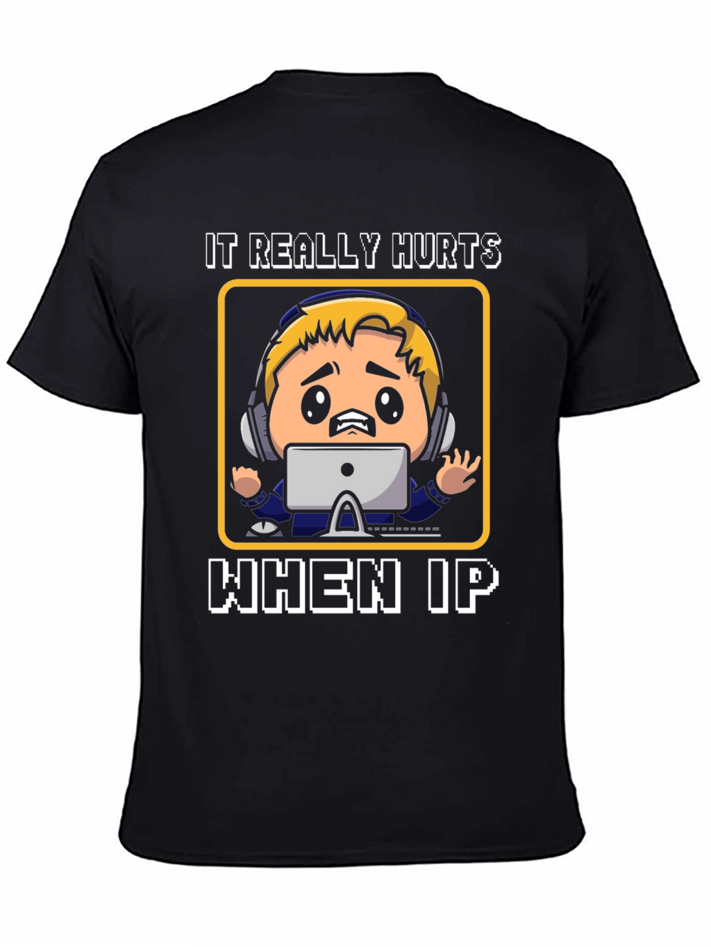 Gamer IP Hurts Black Cotton T-Shirt