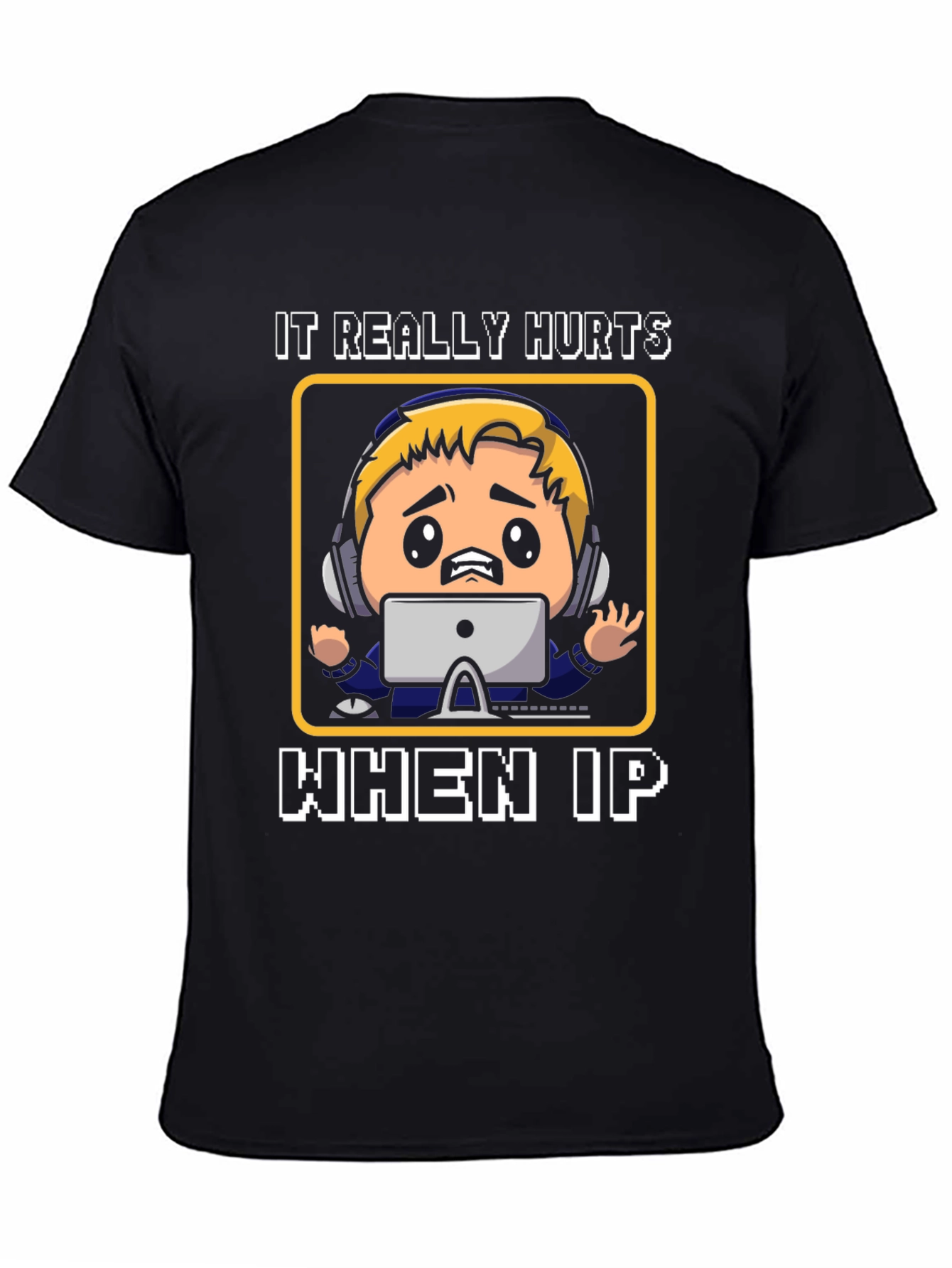 Gamer IP Hurts Black Cotton T-Shirt
