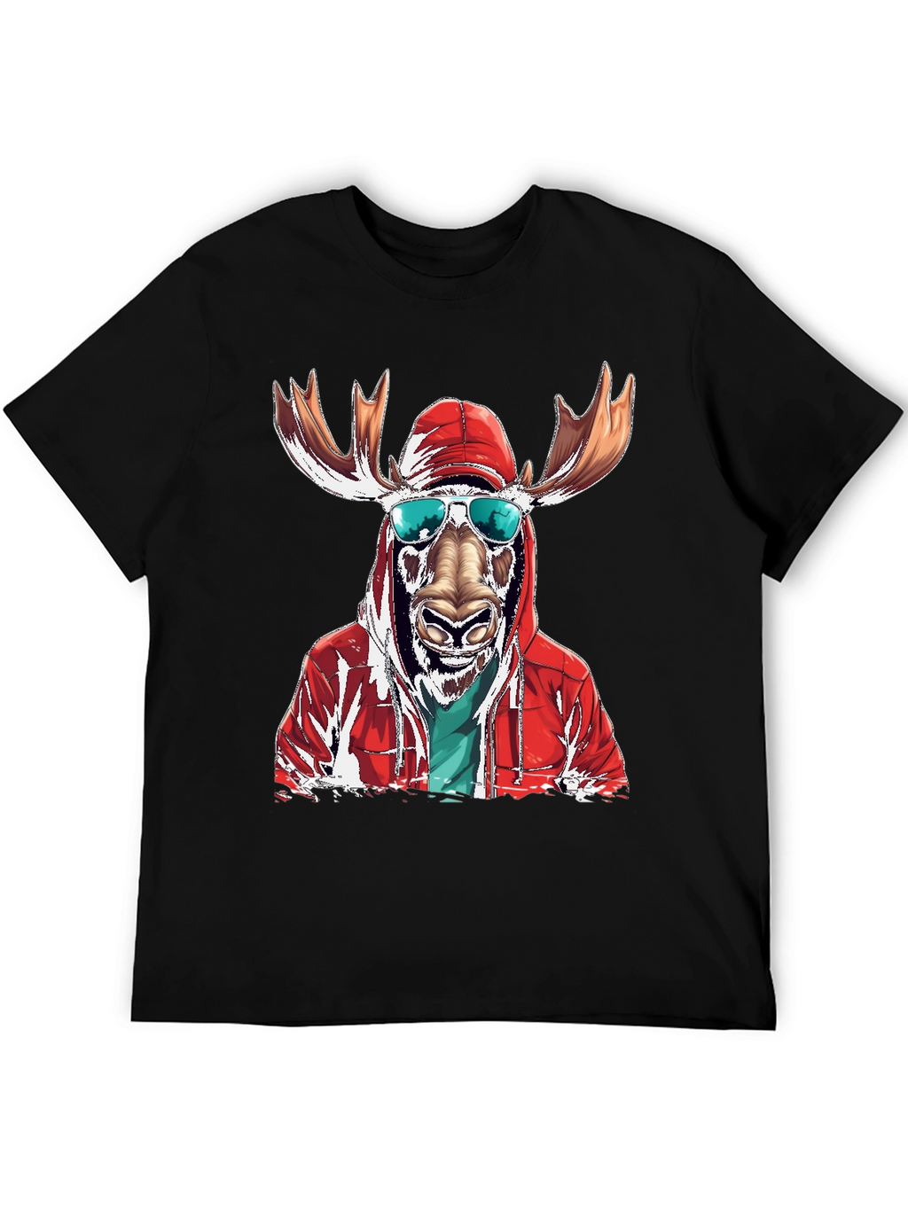 Cool Moose Graphic Tee - Black Cotton T-Shirt