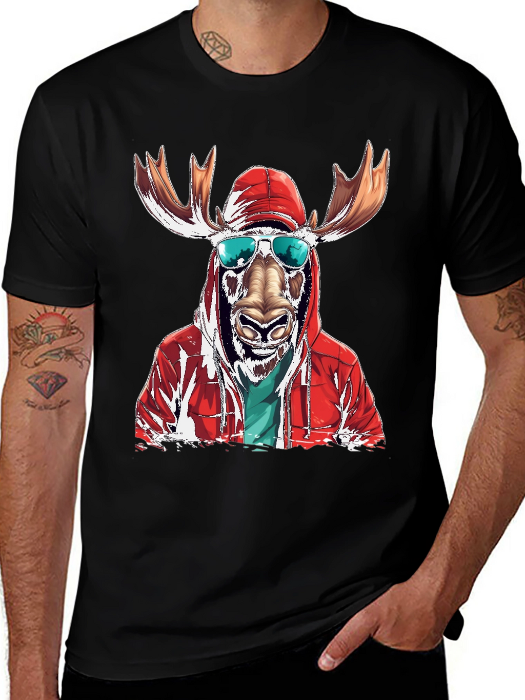 Cool Moose Graphic Tee - Black Cotton T-Shirt