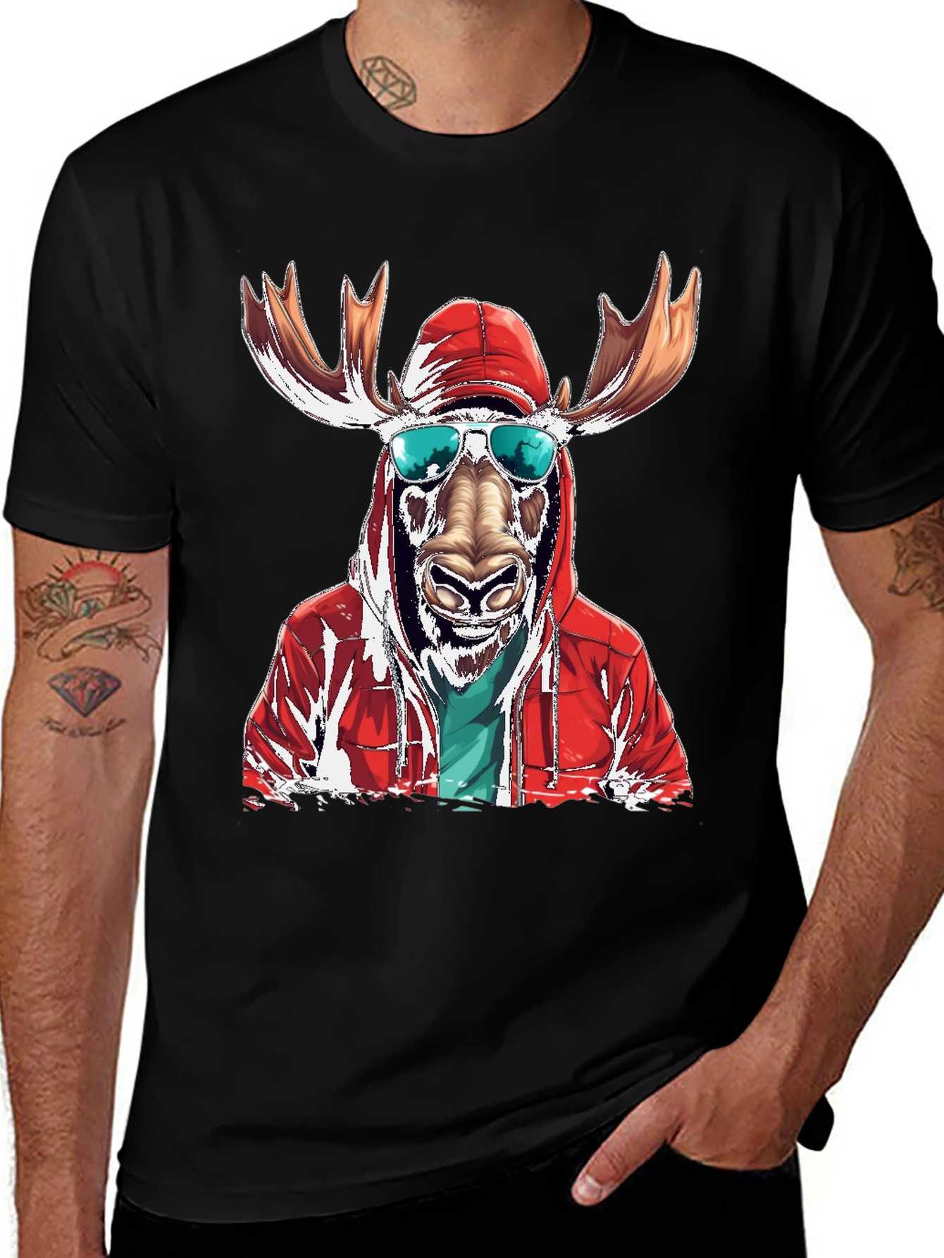 Cool Moose Graphic Tee - Black Cotton T-Shirt