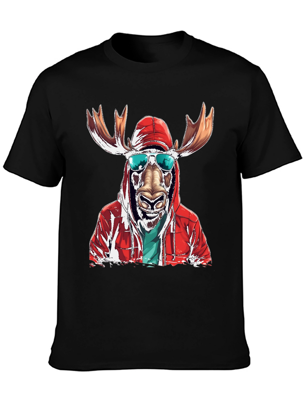 Cool Moose Graphic Tee - Black Cotton T-Shirt