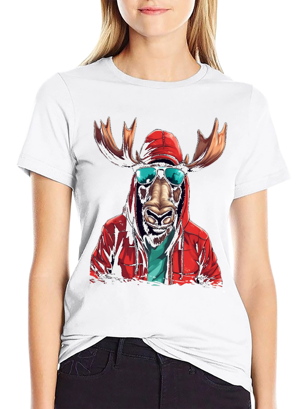 Cool Moose Graphic Tee - Black Cotton T-Shirt