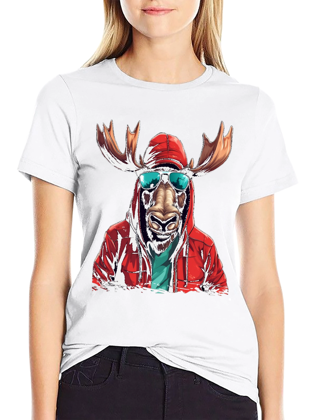Cool Moose Graphic Tee - Black Cotton T-Shirt