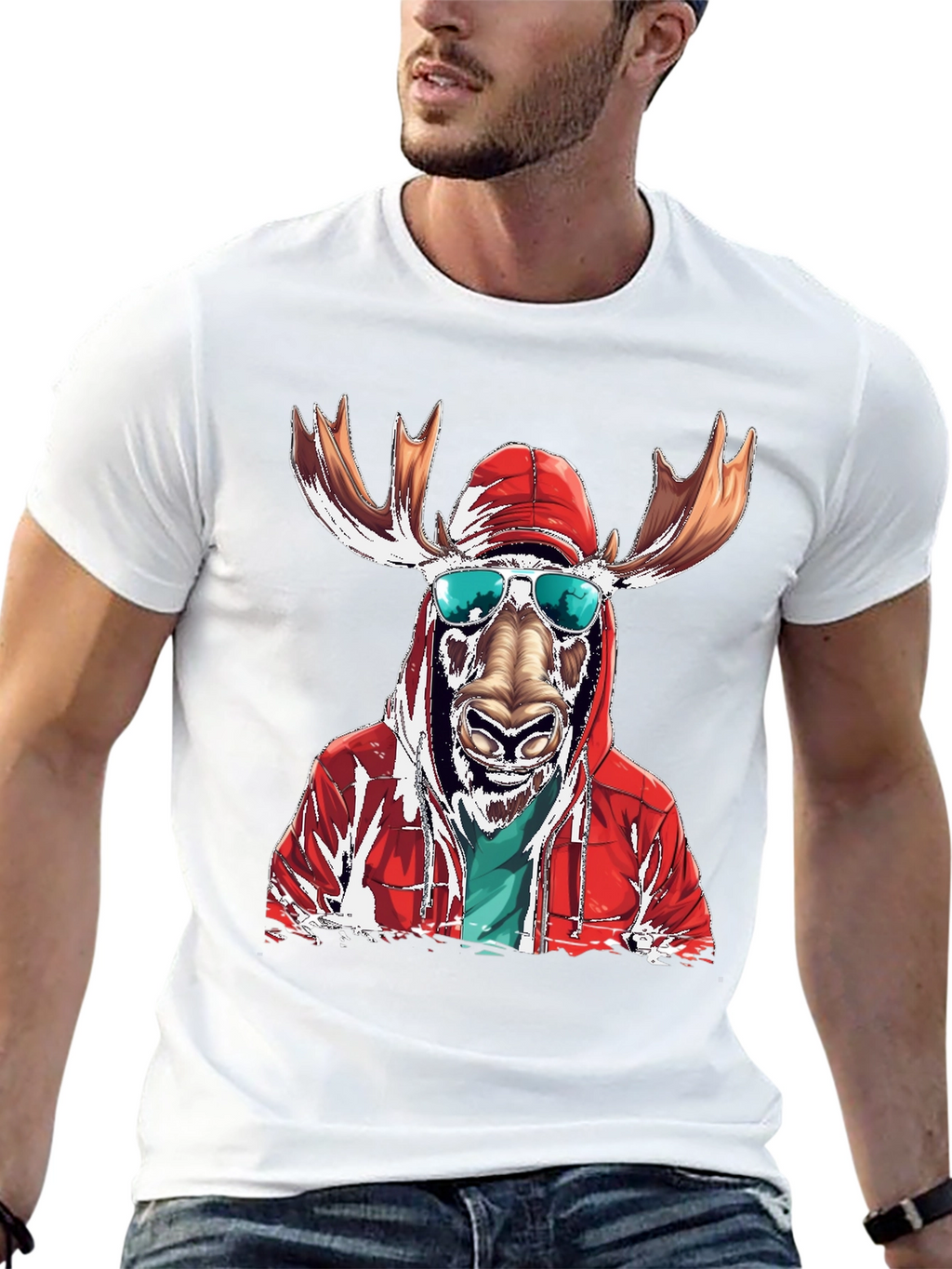 Cool Moose Graphic Tee - Black Cotton T-Shirt