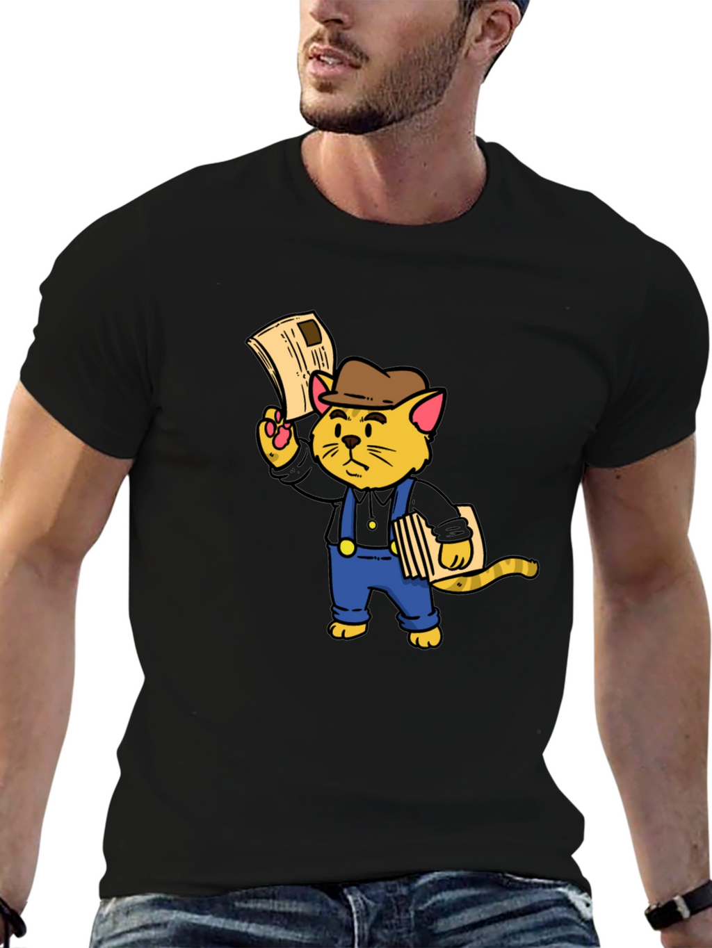 News Cat T-Shirt - Black