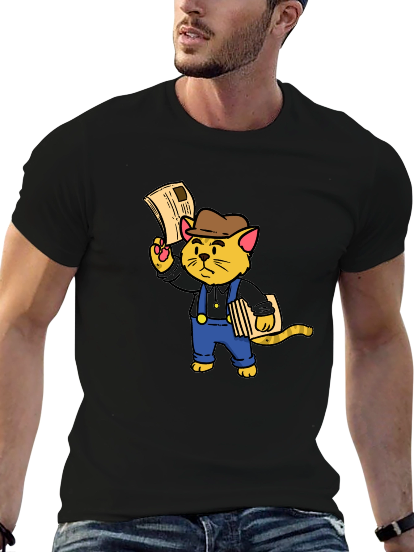 News Cat T-Shirt - Black