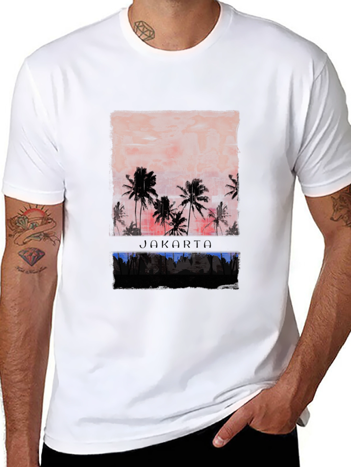 Jakarta Palm Sunset Graphic Tee