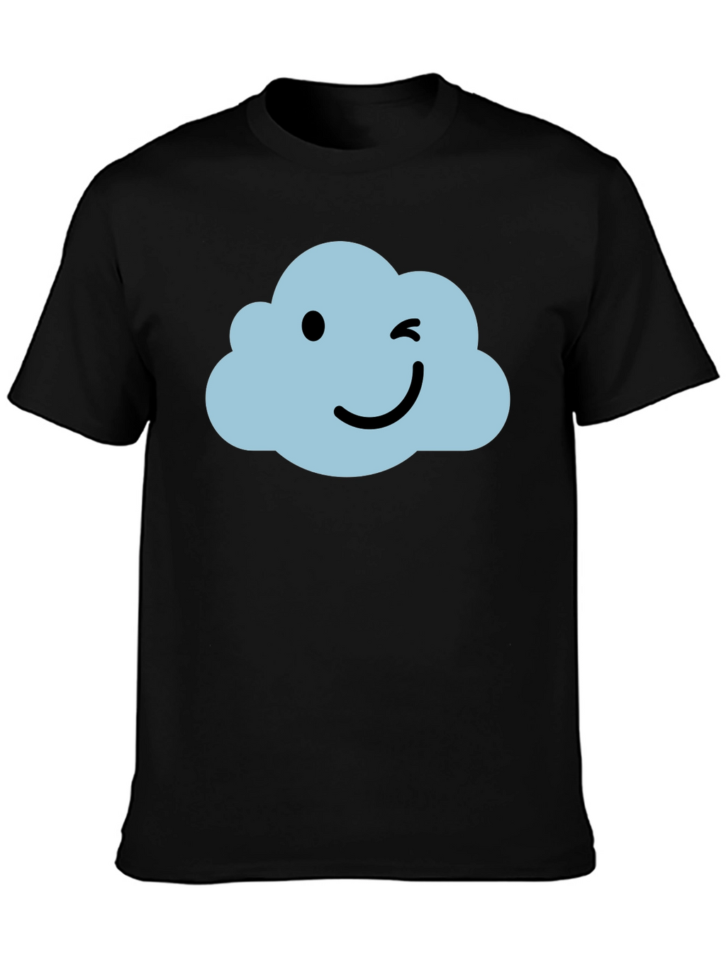 Whimsical Cloud Graphic Tee - Soft Black Cotton Shirt