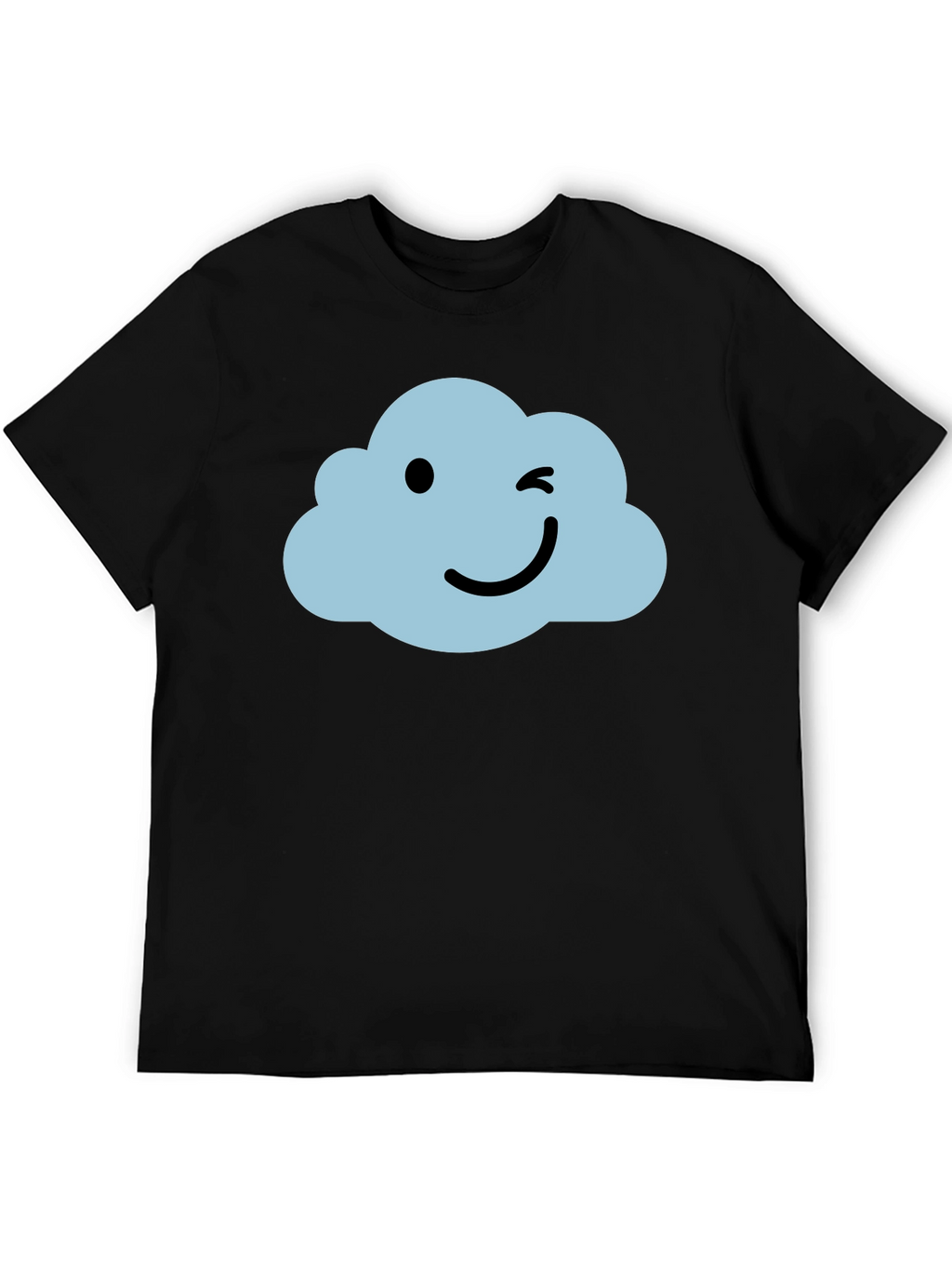Whimsical Cloud Graphic Tee - Soft Black Cotton Shirt