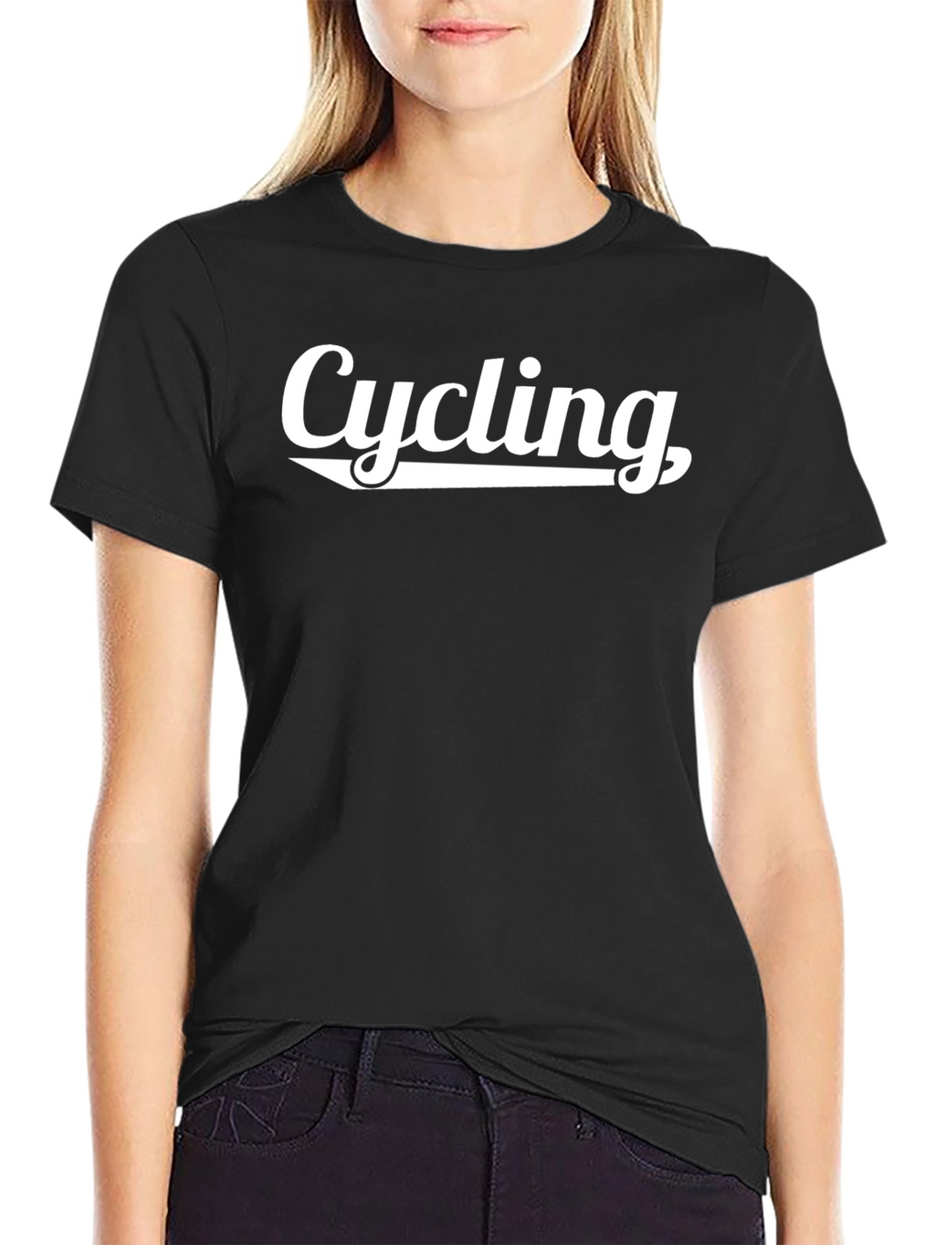 Cycling Graphic T-Shirt - Black Cotton Blend Tee