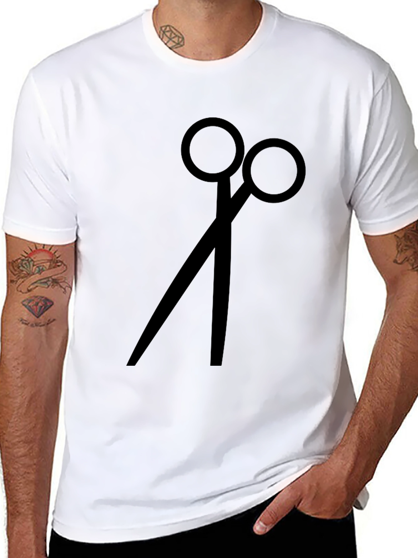 Scissors Graphic Tee - Black Cotton T-Shirt