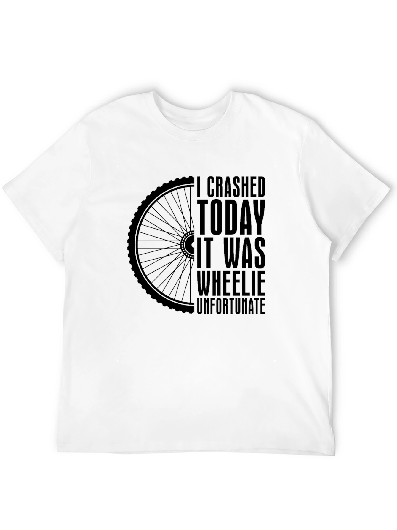 I Crashed Today Wheelie Unfortunate Black T-Shirt