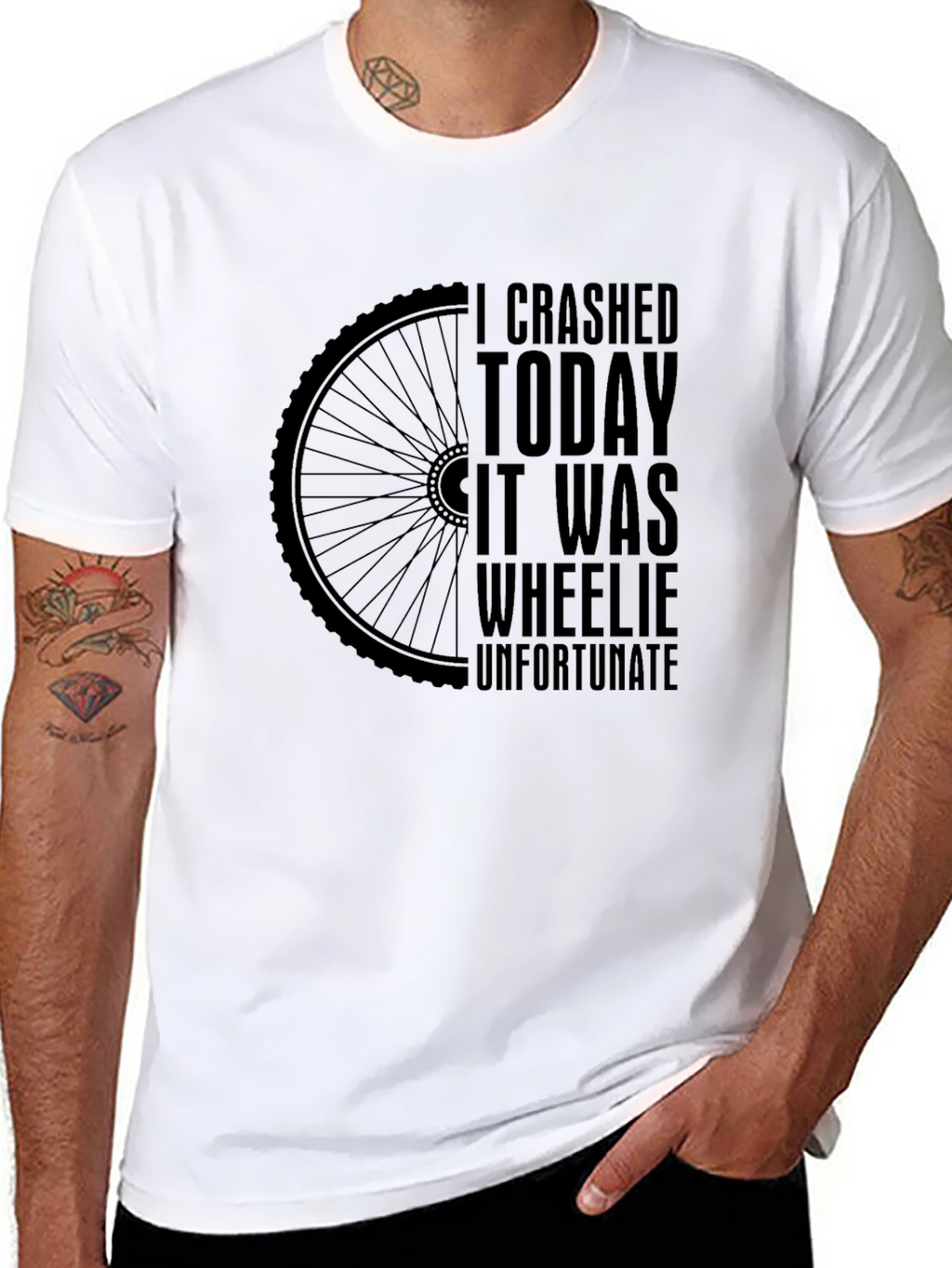 I Crashed Today Wheelie Unfortunate Black T-Shirt