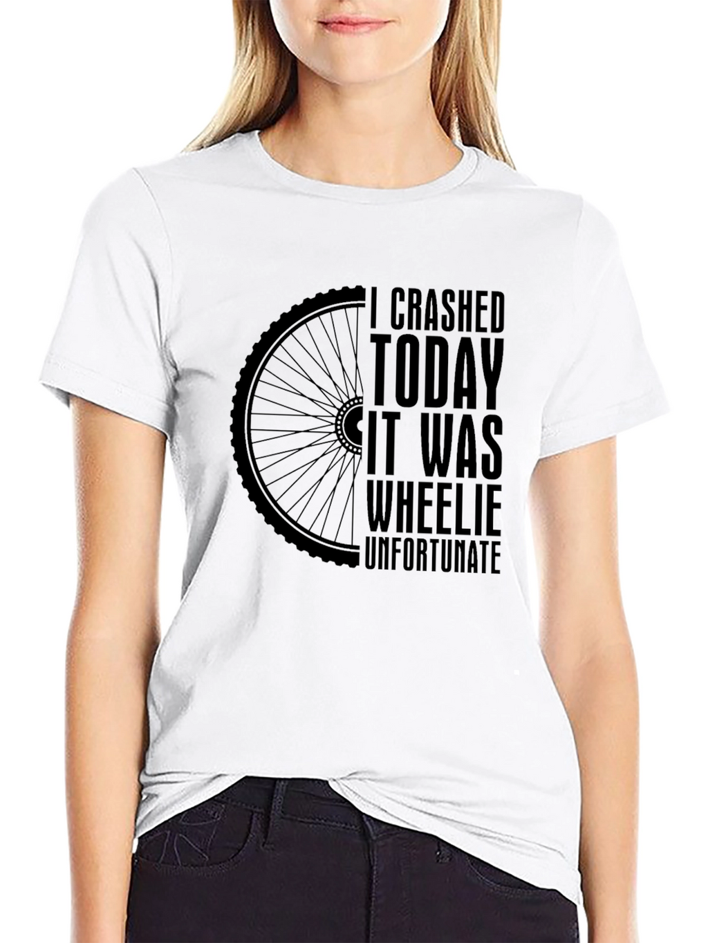 I Crashed Today Wheelie Unfortunate Black T-Shirt