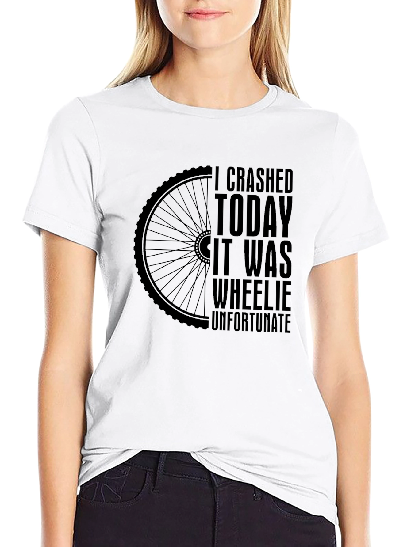 I Crashed Today Wheelie Unfortunate Black T-Shirt
