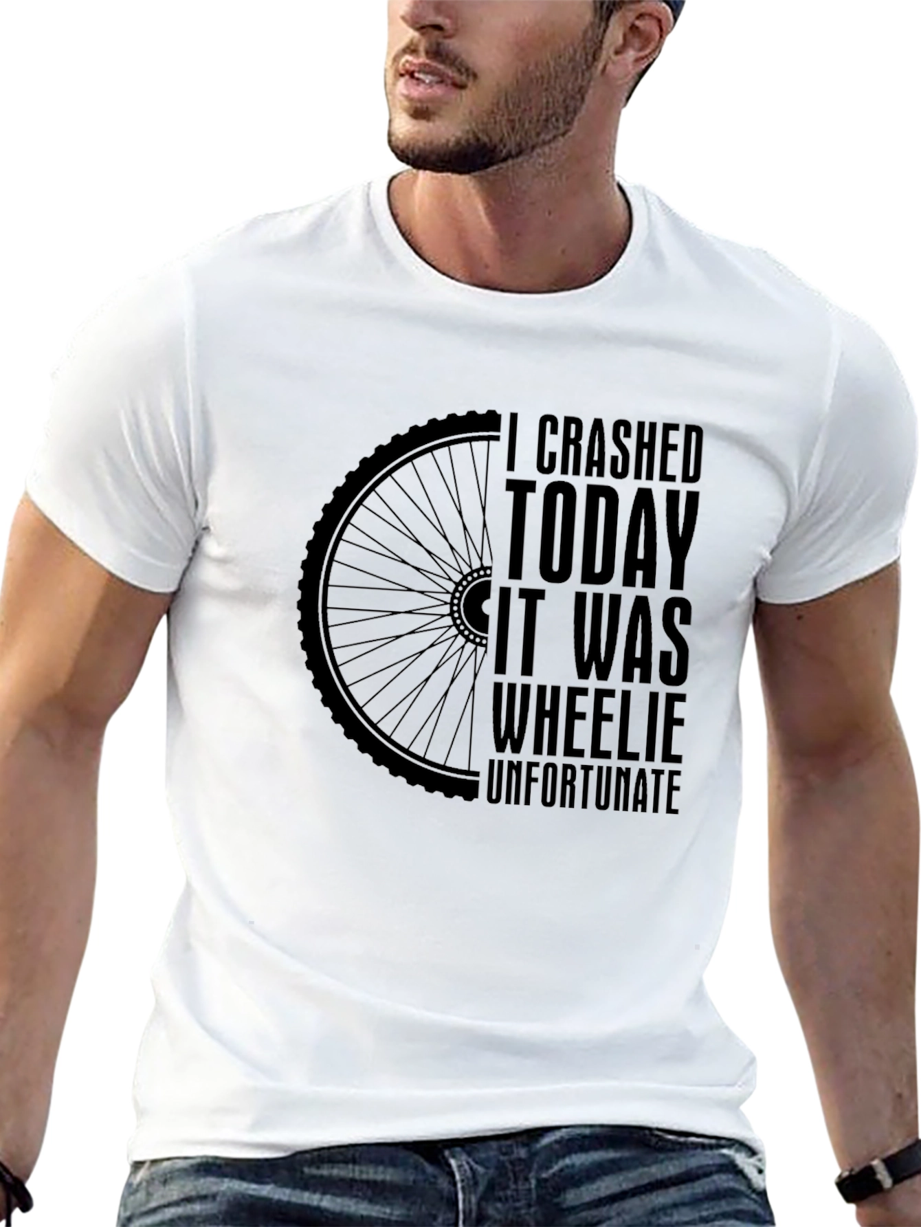 I Crashed Today Wheelie Unfortunate Black T-Shirt